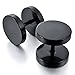 INBLUE Men,Women's 3~14mm Stainless Steel Studs Earrings BlackTapers Plugs Tunnel Double Side