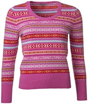 Hawick Knitwear Ladies' 100% Lambswool Scoop Neck Fairisle Sweater-Cabaret-Small