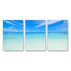 3 Piece Canvas Wall Art for Living Room Bedroom Home Artwork Beautiful Seaside Sand Beach Paintings Ready to Hang - 16"x24" x 3 Panels