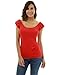 PattyBoutik Women Boatneck Puff Sleeveless Blouse (Red Small)