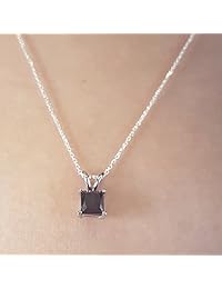 Black Diamond 14 K oro corte princesa Solitario señorías colgante