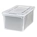 IRIS USA Letter/Legal File Tote Box, BPA-Free Storage Bin Tote Organizer with Durable and Secure Latching Lid, Stackable and Nestable, Black/Clear
