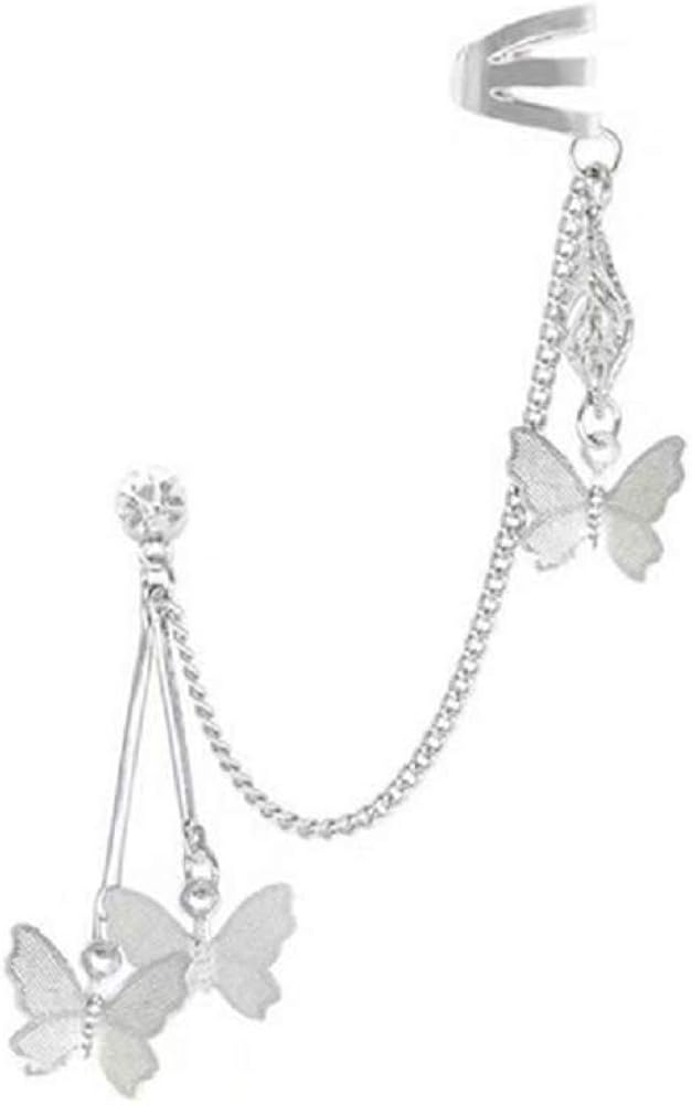 Chain Earrings Butterfly Tassels Ear Cuffs Cupid Angle Heart Tassel Ear Crawler Earring Climber Multi Layered Studs Cuffs Ear Wrap Pin Vine Charm Clip On Jewelry