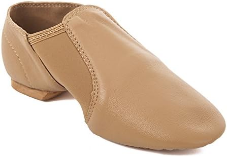 Factory Second Youth Tan Slip On Split Sole Full Grain Leather Jazz Shoe With Neoprene Inserts 13