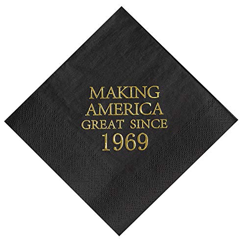 Crisky 50th Birthday Disposable Napkins Black and Gold Dessert Beverage Cocktail Cake Napkins 50th Birthday Decoration Party Supplies for Man Making Great Since 1975, 50 Pack 4.9"x4.9" Folded - Thumbnail 6