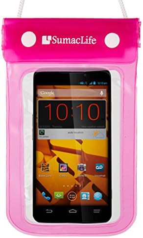SumacLife Waterproof Bag Dry Pouch Case for HTC One A9 / M9 / E8 &amp; HTC Desire 626s / 512 / Eye Smartphones with Windshield Mount &amp; Auxiliary, Pink