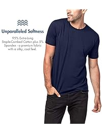 LAPASA Camisetas de algodón elástico de manga corta para hombres Camisetas con cuello redondo Camisetas lisas lisas 2 Pack M05