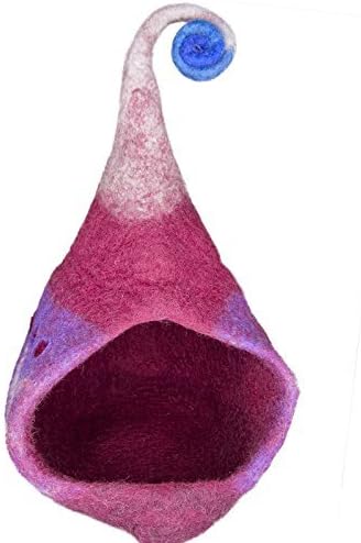 100% Handmade Wool Felt Cat Caves and Beds for Small Cats and Kittens (Aubergine)