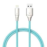 Xcentz iPhone Charger 3ft, Apple MFi Certified Lightning Cable iPhone Charger Cable Metal Connector, Durable Braided Nylon High-Speed Charging Cord for iPhone X/XS Max/XR/8 Plus/7/6/5/SE, iPad, Blue