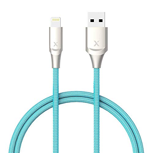 Xcentz iPhone Charger 3ft, Apple MFi Certified Lightning Cable iPhone Charger Cable Metal Connector, Durable Braided Nylon High-Speed Charging Cord for iPhone X/XS Max/XR/8 Plus/7/6/5/SE, iPad, Blue