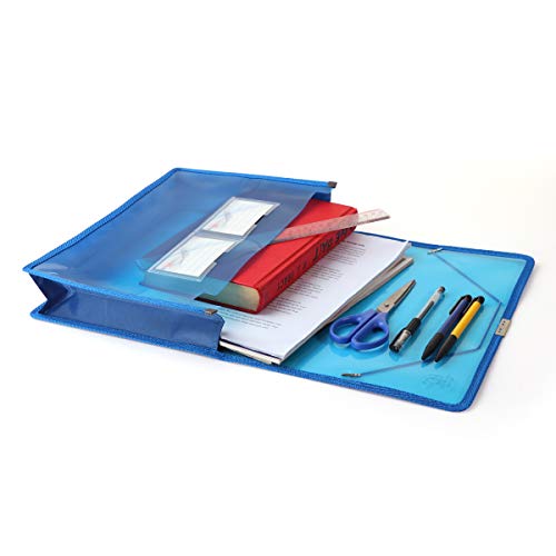 HC Eco-Friendly Plastic File Folders Clear Premium Poly Envelope Folder with Elastic Tape and Card Slot, Durable & Waterproof Great for Office, Home, School Organization - Blue - Thumbnail 4
