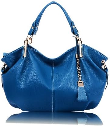 LSW Premium Leather Ladies Shoulder Bag with LSW Purse Hook (Royal Blue)