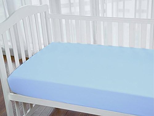 Organic Tendril Muslin Fitted Crib Sheet Fits Standard Size Crib Mattress - High Quality Certified Organic Cotton - Softest Mattress Sheet For Your Baby, Toddler Boy or Girl 1 Pack Baby Blue Color