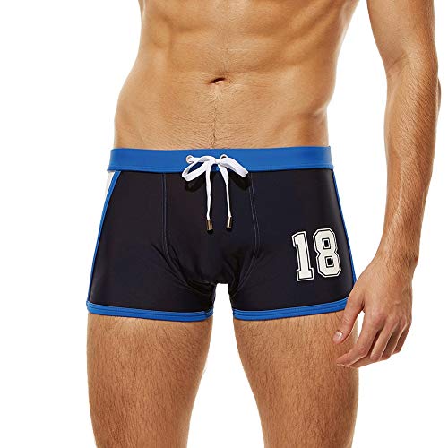 Men's Sport Swimwear Swimming Pants Breathable Briefs Shorts Beachwear Trunks Drawstring by Lowprofile Navy