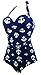 COCOSHIP Retro Navy Blue Black White Anchors One Piece Swimsuit Pin Up Monokinis(FBA)