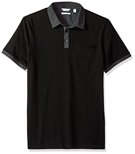 Calvin Klein Men's Short Sleeve Cotton Fashion Polo Shirt, Eerie Black, X-Large