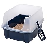 Open-Top Large Pet Cat Kitty Litter Box Pan with Shield Enclosure and Scoop New