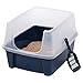 Open-Top Large Pet Cat Kitty Litter Box Pan with Shield Enclosure and Scoop New