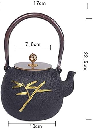 Teteras Color Negro Gongff Tetera De Hierro Fundido Tetera Juego De Te Oxidacion A Alta Temperatura De Arrabio Pared Interior Estilo Asiatico 1 2l Patron De Bambu Hogar Y Cocina Ak Oz Com