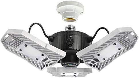 CREATE BRIGHT 60W Motion Activated Ceiling Light for Garage, Warehouse,Workshop,Basement and Others, High Power LED Light Bulb E26 Medium Base 6000 Lumen,6000K Daylight