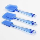 Vsunhoo 3-Pieces Spatulas Silicone Flexible Spatula Set - Heat Resistant Rubber Spatulas Turner - Silicone Kitchen Utensils -Non-stick Spoonula Head And Crystal-like Plastic Handle - Blue