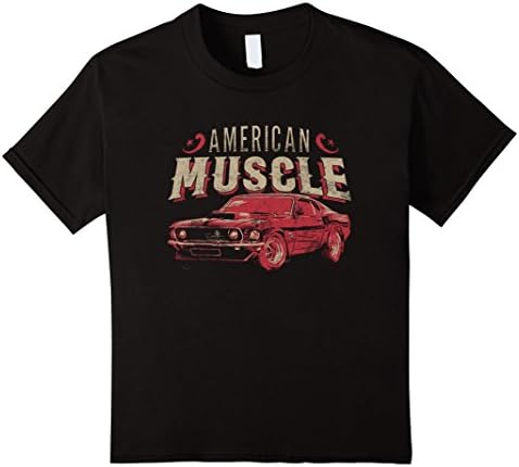 Kids American Muscle Car T Shirt - Drag Car Race Racing Graphic 10 Black