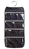 Misslo 8 Zippered Pockets Travel Jewelry Roll up Organizer with Rotatable Hanger (Black) (Kitchen)