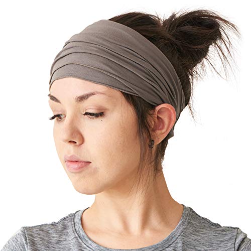 Casualbox Mens Womens Elastic Bandana Headband Japanese Long Hair Dreads Head wrap Charcoal Gray,Free Size (Best Waves In Indonesia)