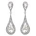 EVER FAITH Women's Austrian Crystal Elegant Dual Teardrop Dangle Earrings
