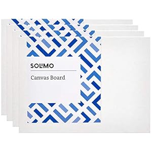 Amazon Brand – Solimo Medium Grain Cotton Canvas Board, 6 x 8 inch, Set of 4