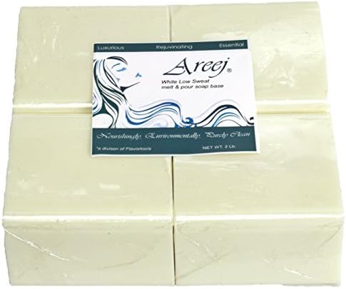 Areej Hypo-Allergenic Biodegradable White Low Sweat Soap Base made with 100% Pure Natural Glycerin - 2 Pounds by Flavortools