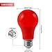 JandCase Red Light Bulb, A19 Red Colored Light Bulb, 9W(70W Equivalent), E26 Base for Porch, Home Holiday Decoration, Halloween, Christmas, Party, Wedding, Bar Mood Decor, Not-Dimmable, 6 Pack