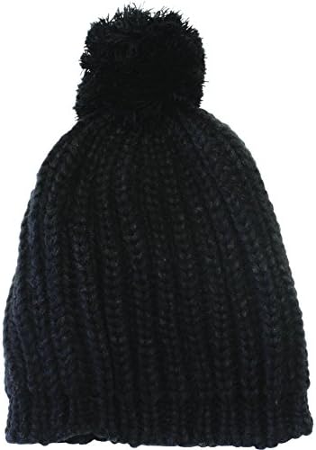 True Gear North Pom Woven Women's Beanie Skull Cap with Pom (Black)