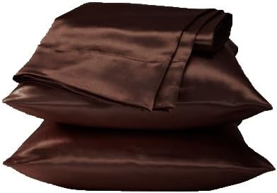 Dreamkingdom King Solid Silky Satin Pillow Cases - Brown ( Pack of 2 )