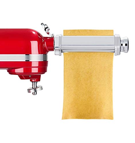 3 Piece Pasta Roller Cutter Attachment Set Compatible with KitchenAid Stand Mixers, Included Pasta Sheet Roller, Spaghetti Cutter, Fettuccine Cutter Maker Accessories and Cleaning Brush (Renewed)