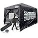 Quictent Silvox 10x10 EZ Pop Up Canopy Tent Instant Folding Gazebo Outdoor with 4 Sidewalls &Roller Bag Waterproof (Black)
