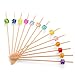 Colored Crystals 4.7 inch Bamboo Cocktail Skewers, Bamboo Cocktail Picks, Cocktail Toothpicks for Appetizer and Drinks, Fancy Cute Garnish Decorative Sticks for Party, Bar, Fruit, Sandwich. 100 PCS