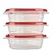 Rubbermaid TakeAlongs Divided Snacking Food Storage Containers, 2.2 Cup, Tint Chili, 3 Count