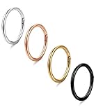 ORAZIO 4Pcs 16G Stainless Steel Nose Ring Body Piercing Ear Hoop Seamless Clicker Ring