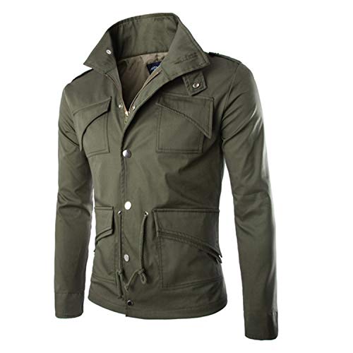 baqijian Mens Jackets and Coats Winter Jacket Men Multiple Pockets Streetwear Mens Bomber Jackets Coat Green L