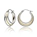 Hoops & Loops Sterling Silver Two-Tone Triple Circle Round-Tube Polished Hoop Earrings, 20mm