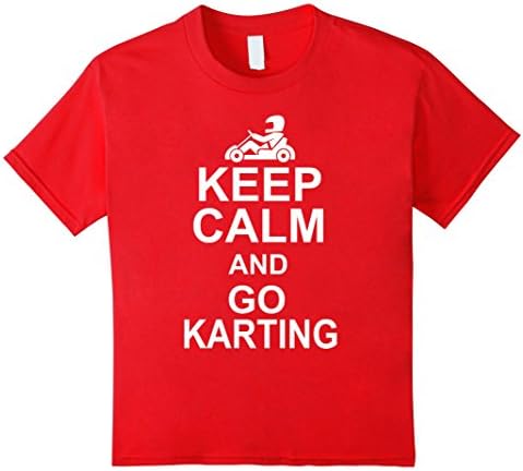 Kids KEEP CALM AND GO KARTING TEE | Go Kart T-SHIRT Birthday Gift 8 Red