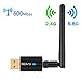 Wireless USB WiFi Adapter AC 600Mbps Dual Band 2.4G/150Mbps+5.8G/433Mbps WiFi Dongle with High-gain Antenna Complies with 802.11 b/g/n/ac Standard Supports Windows & Mac OS X System
