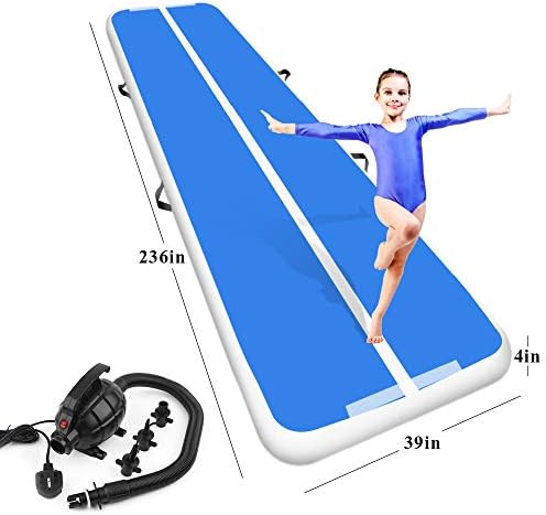 Playieer 9.84ft/13ft/16.4ft/19.69ft/23ft/26ft/29ft/33ft/36ft/39ft Air Track Tumbling Mat for Gymnastics Inflatable Airtrack Floor Mats with Electric Air Pump for Home Use