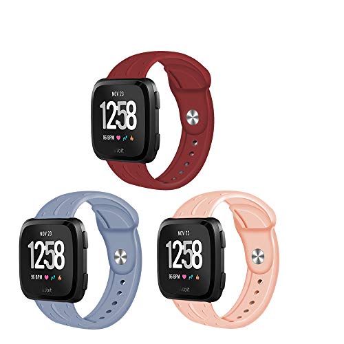 TUJUIO Compatible for Fitbit Versa Band, Soft Sport Silicone Watch Band with Metal Buckle Replacement Band Compatible for Fitbit Versa