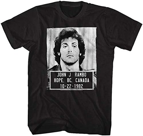DePeal Rambo Film Series John J. Rambo Canada 1982 Mugshot Black Adult T-Shirt Tee