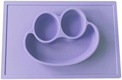 3D Lavender Silicone Happy Frog Face Placemat and Plate New Smaller Size for Baby and Toddlers