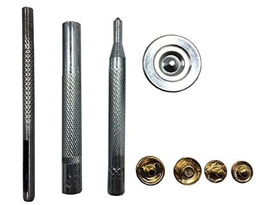 Gnognauq 100 Sets 4 Colors Snap Fasteners Snaps Button Press Studs with 4 Pieces Fixing Tools for Leather Craft, Rivets Replacement