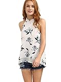 Floerns Women's Sleeveless Blouse Shirt Halter Neck Floral Tops