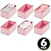 mDesign Fabric Drawer Organizer Bins, Kids/Baby Nursery Dresser, Closet, Shelf, Playroom Organization, Hold Clothes, Toys, Diapers, Bibs, Blankets, 2 Pack - Pink Herringbone